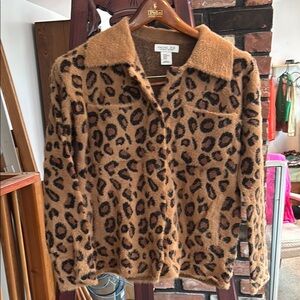 Rachel Zoe Tan and Black Leopard Print Jacket